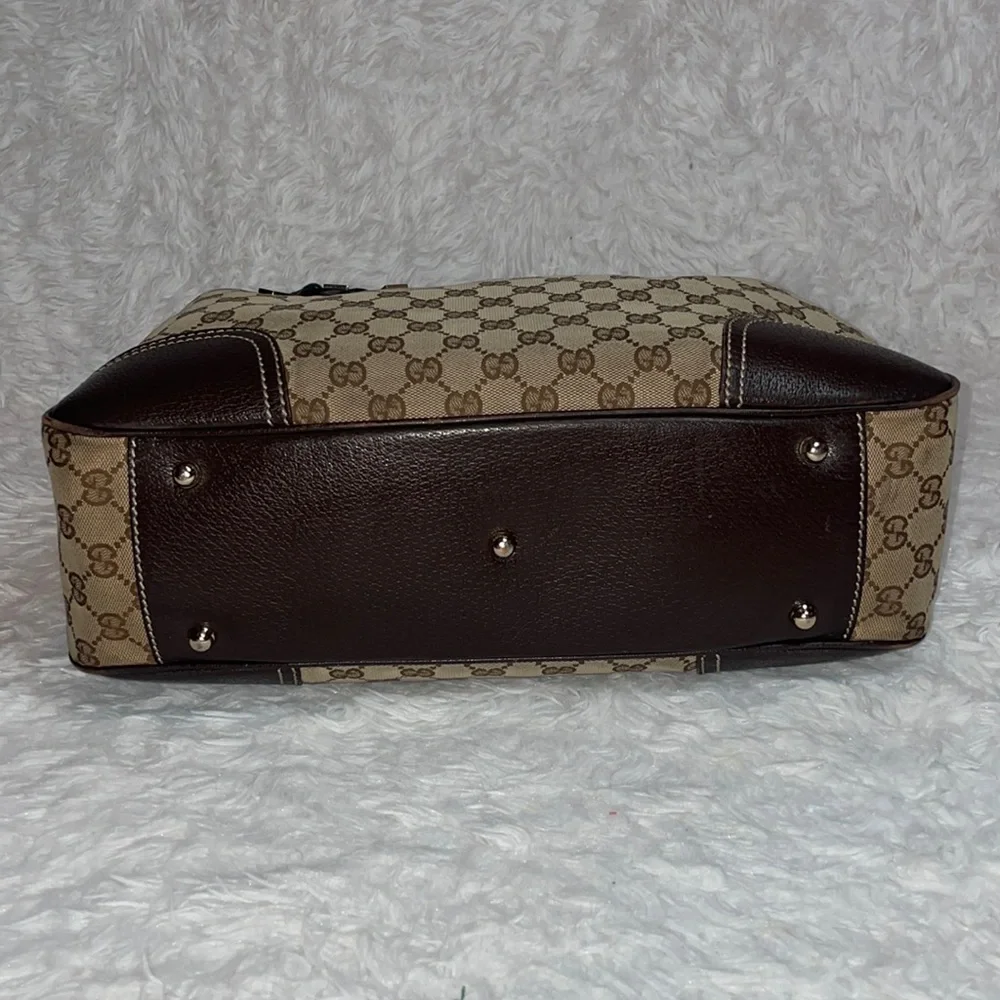 Gucci Princy Canvas & Leather Guccissima Monogram Medium Shoulder Tote Bag Brown - Picture 11 of 17